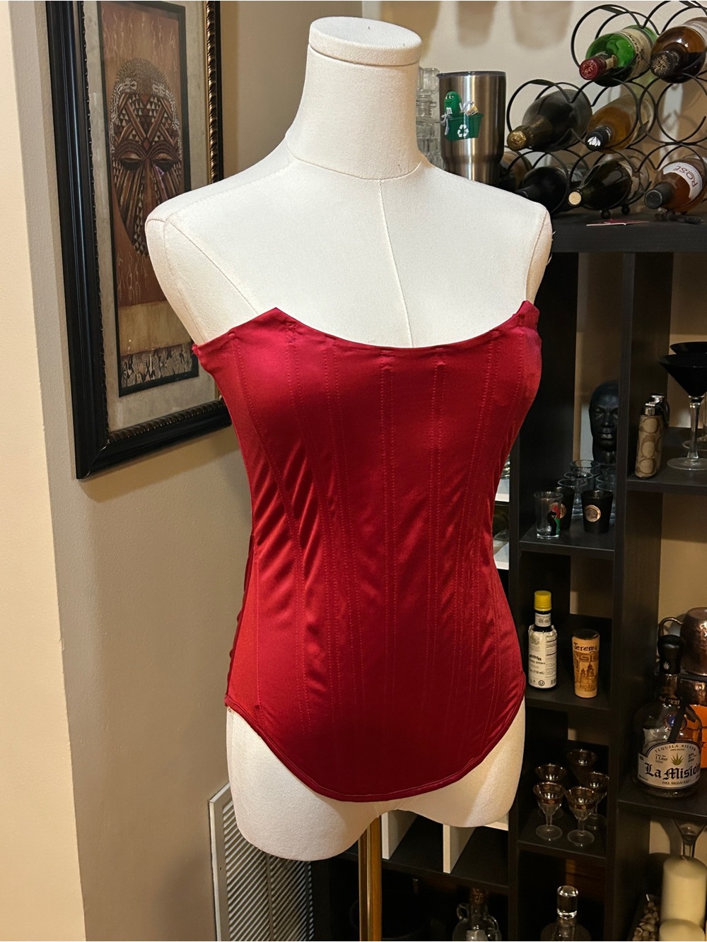 AKIRA Burgundy Satin Corset Top